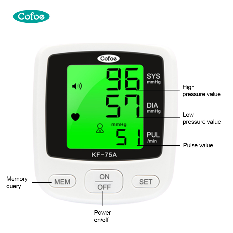KF-75A Monitor de presión arterial de manguito grande para brazos pequeños